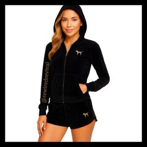 Vintage PINK Black Terry Gold Bling Sequin Matching Set Size Small